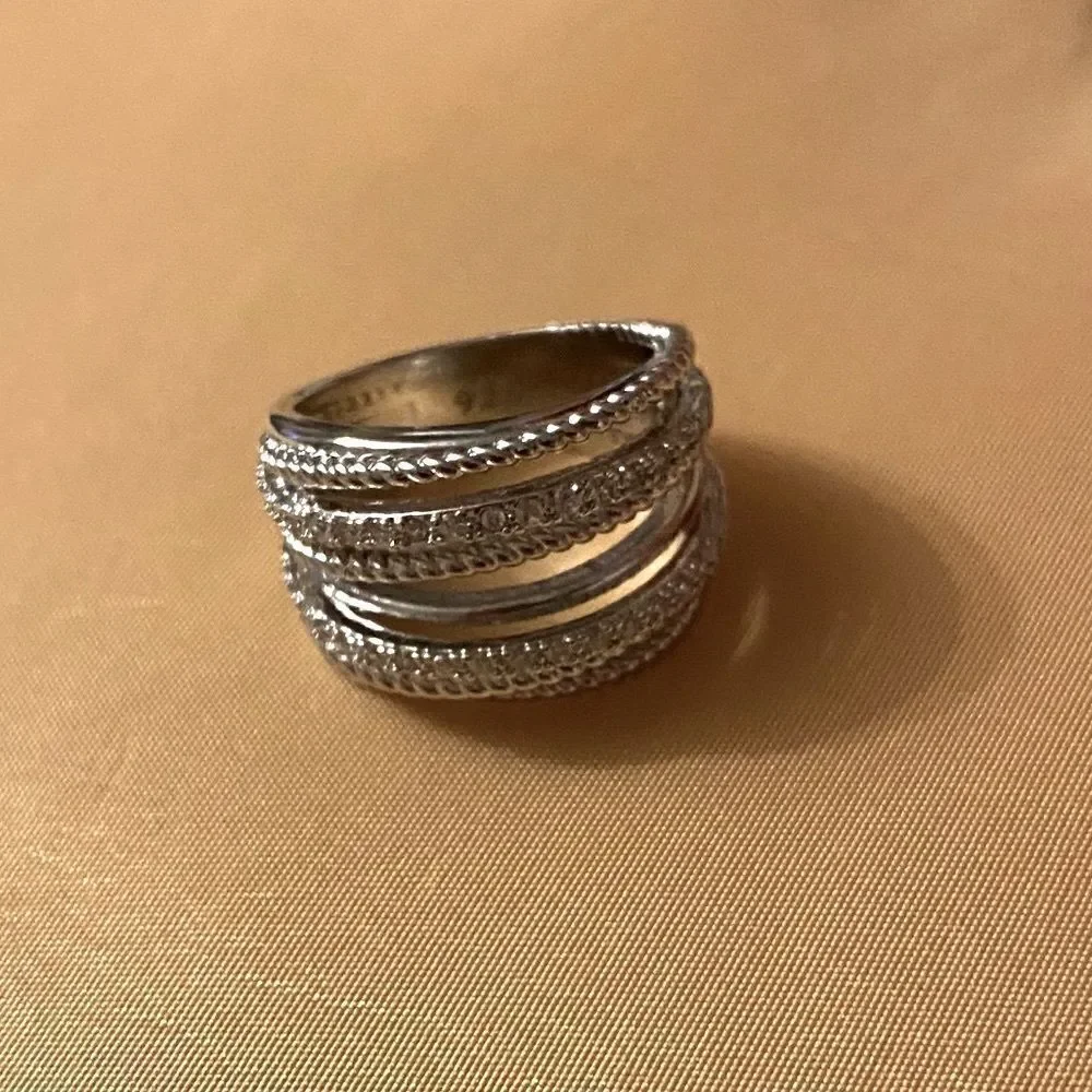 The Moderne Statement band ring in 925 & white sapphire sz 5